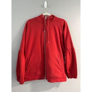 Athleta On My Way Triumph Hoodie Red Full Zip Jacket Womens Large L‎